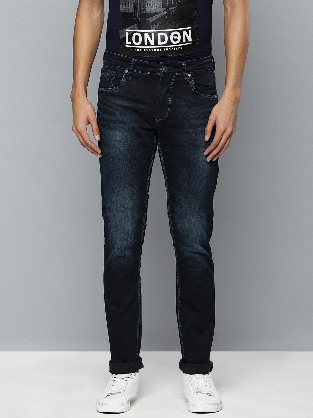 

Lawman pg3 Men Blue Slim Fit Heavy Fade Stretchable Jeans