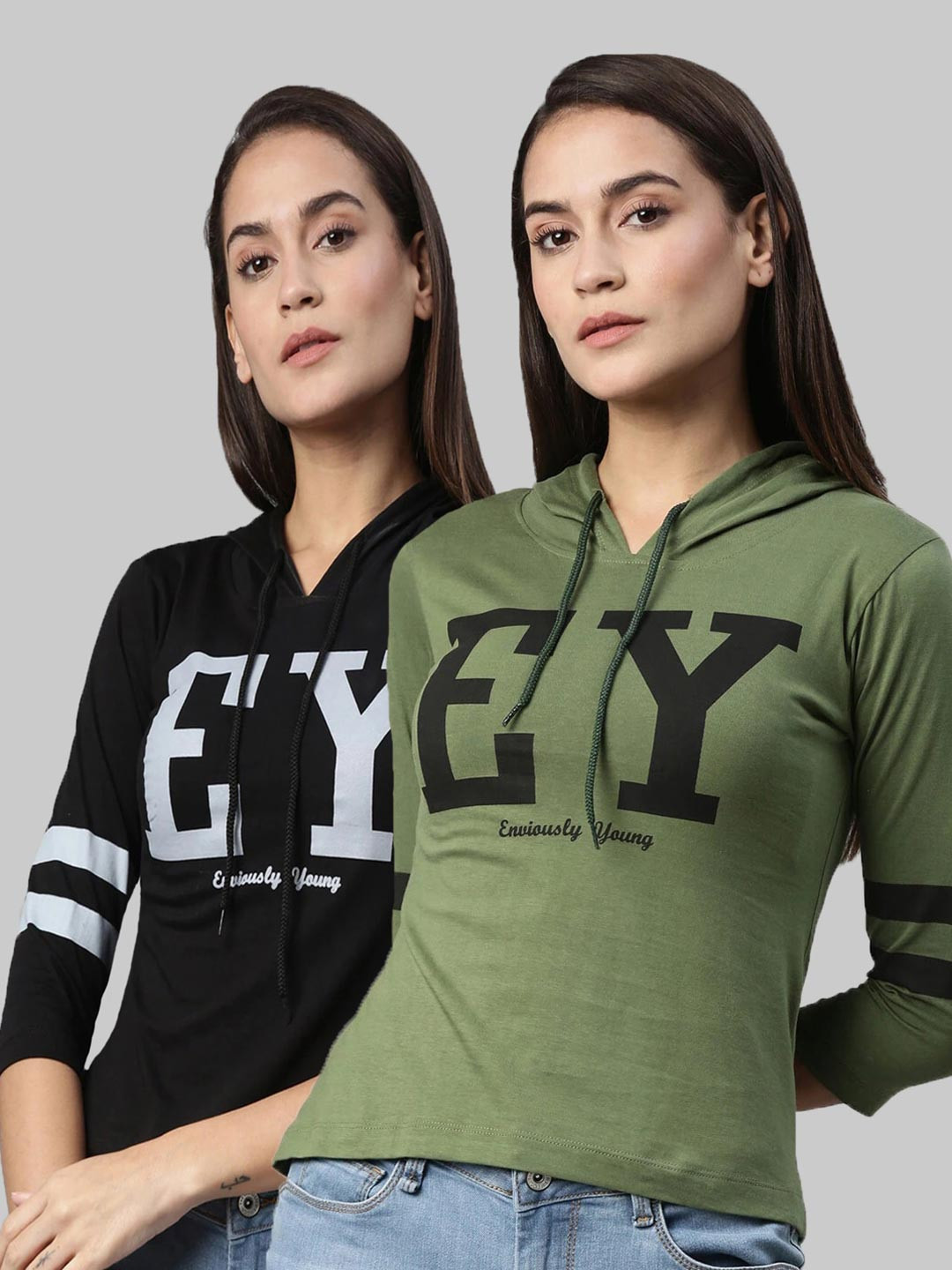 

Enviously Young Women Black Typography 2 Printed T-shirt