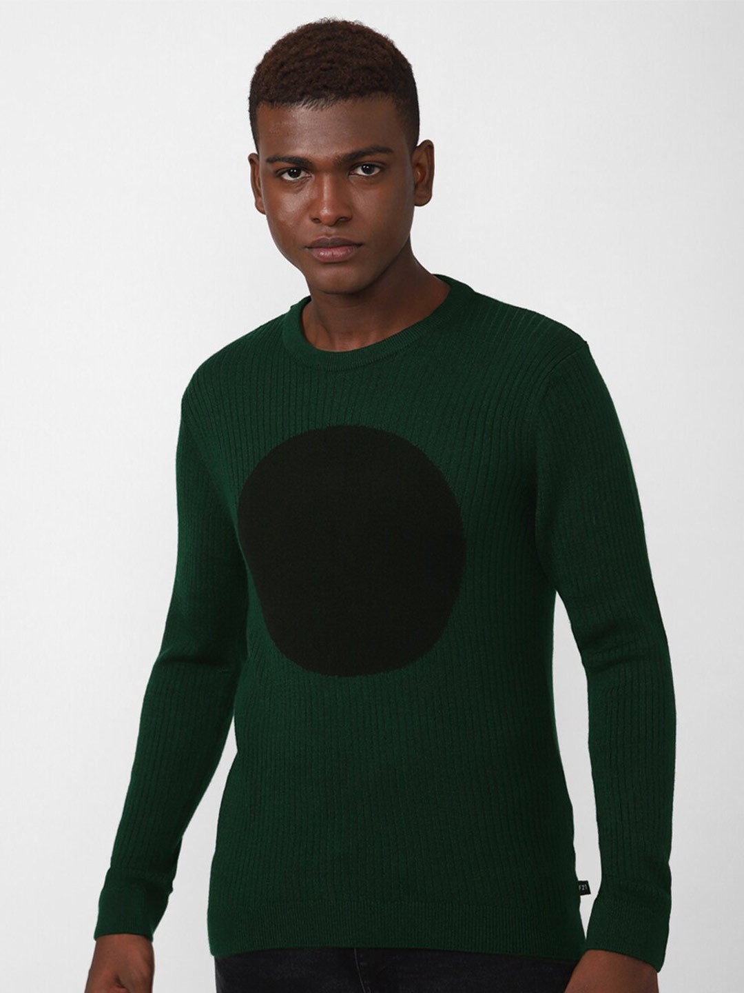 

FOREVER 21 Men Green & Black Pullover Sweater