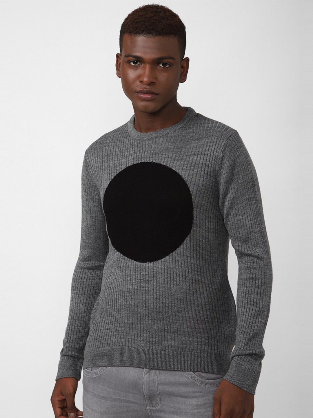 

FOREVER 21 Men Grey & Black Pullover