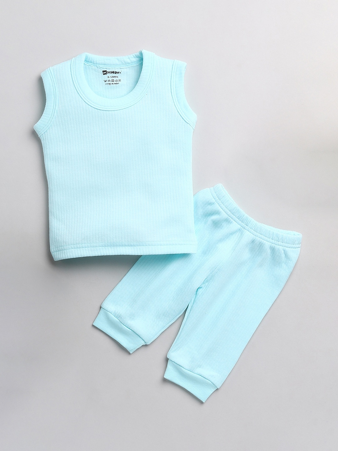 

MooNKids Kids Boys Blue Solid Sleeveless Thermal Set