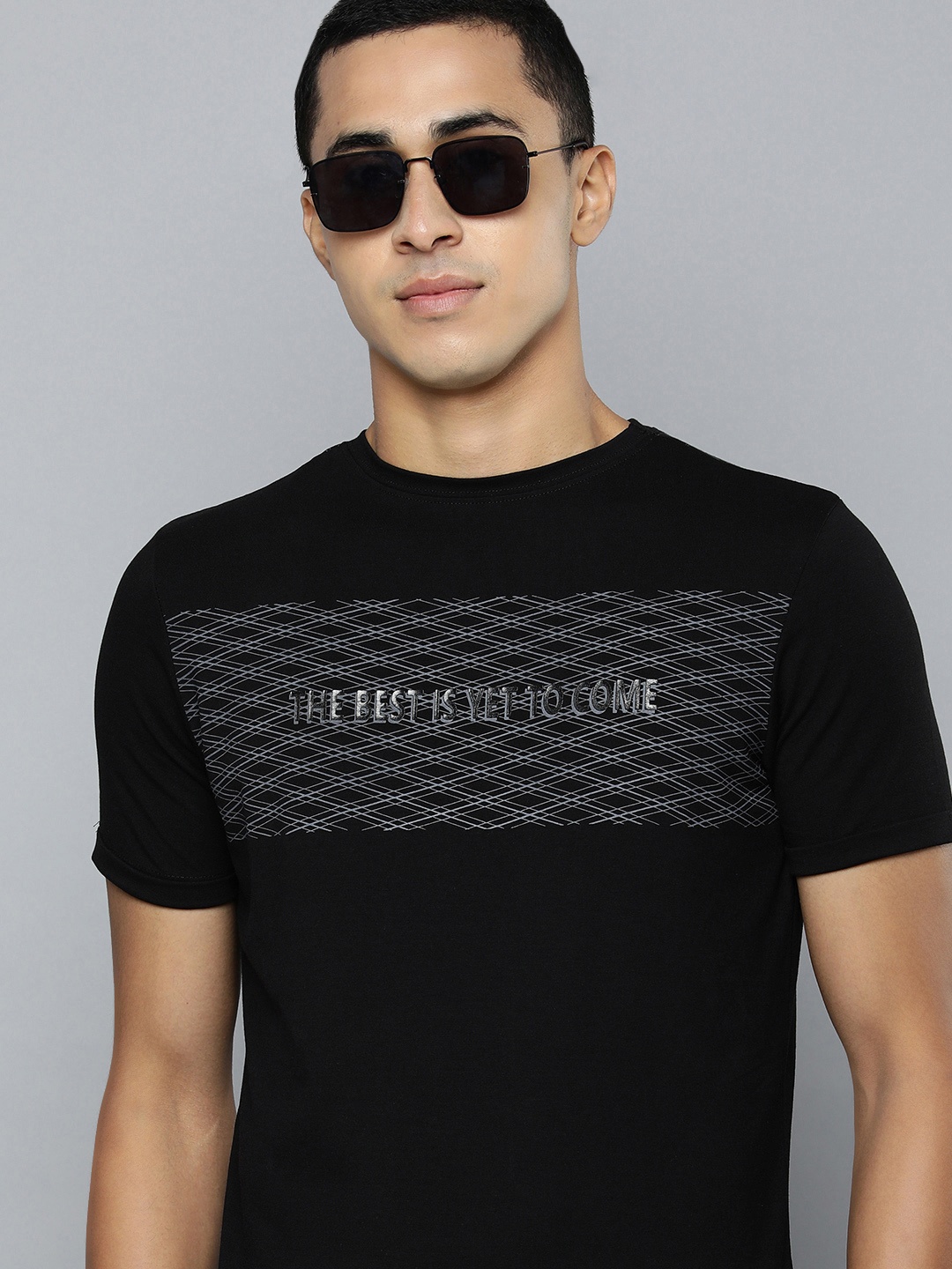 

Lawman pg3 Men Black Graphic Printed Slim Fit Casual T-shirt