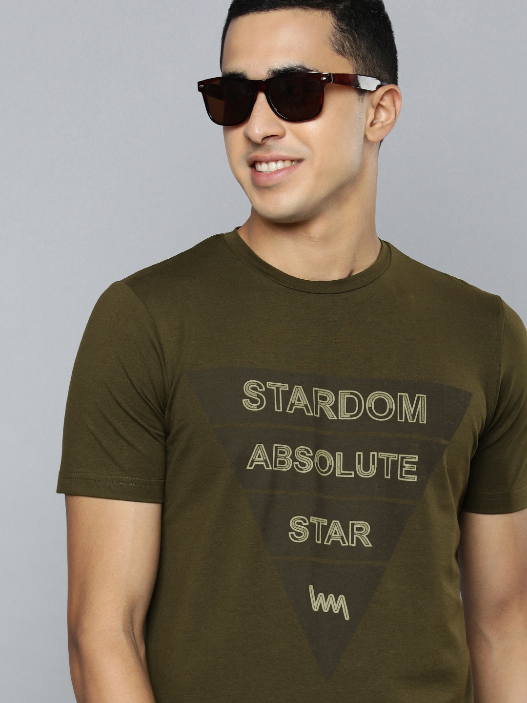 

Lawman pg3 Men Olive Green Typography Printed Slim Fit T-shirt