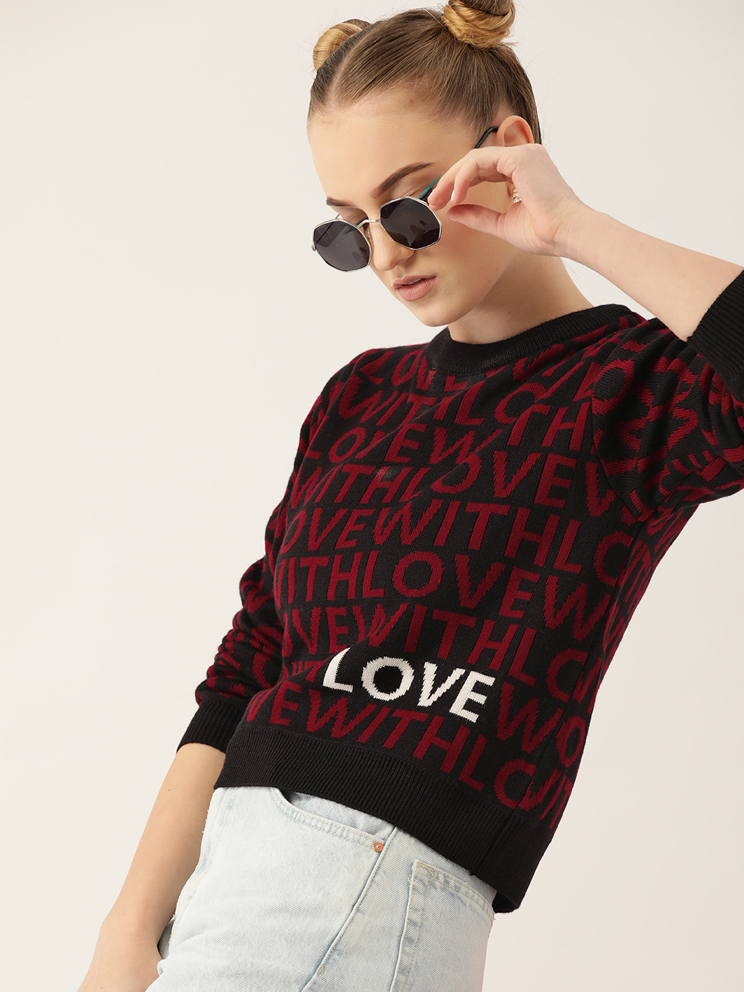 

Kook N Keech Women Black & Red Typography Pullover