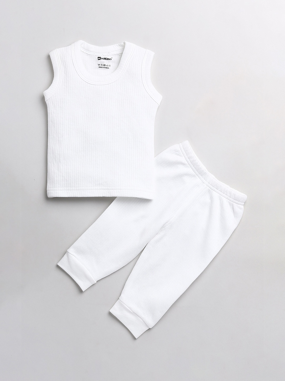 

MooNKids Infant Boys Off White Solid Sleeveless Thermal Set
