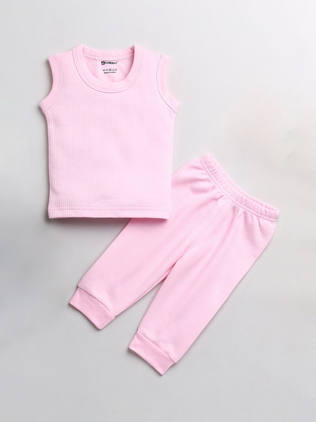 

MooNKids Infant Boys Pink Solid Sleeveless Thermal Set