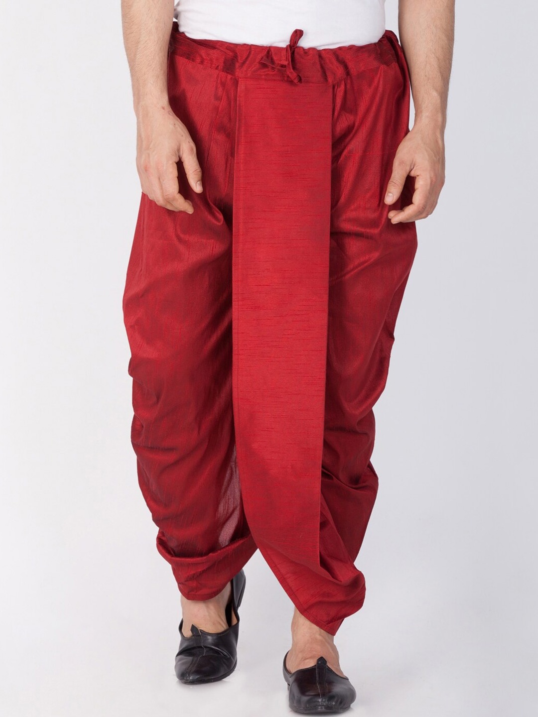 

VASTRAMAY Men Maroon Solid Silk Dhotis Pants