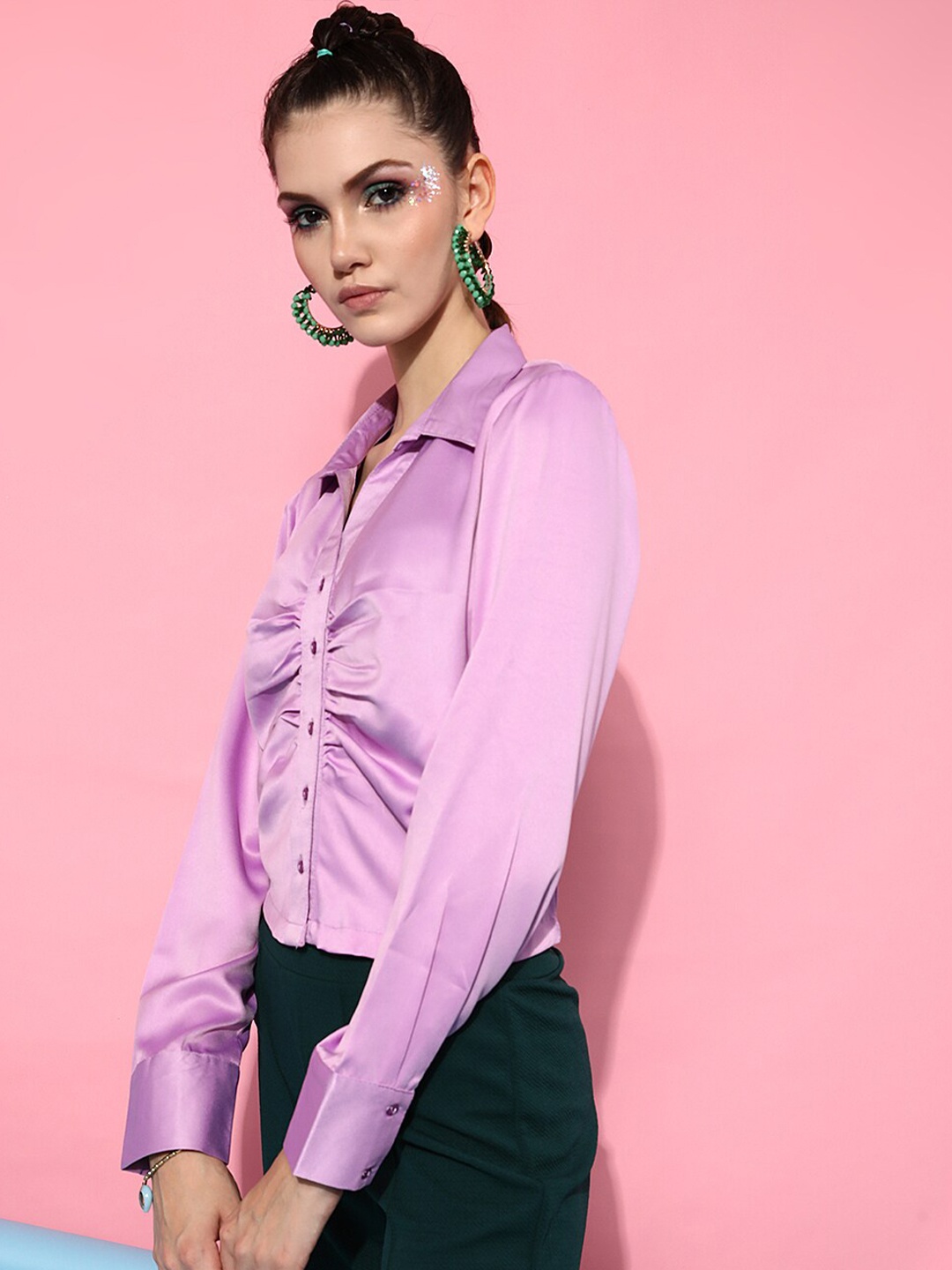 

STREET 9 Women Lavender Semiformal Shirt
