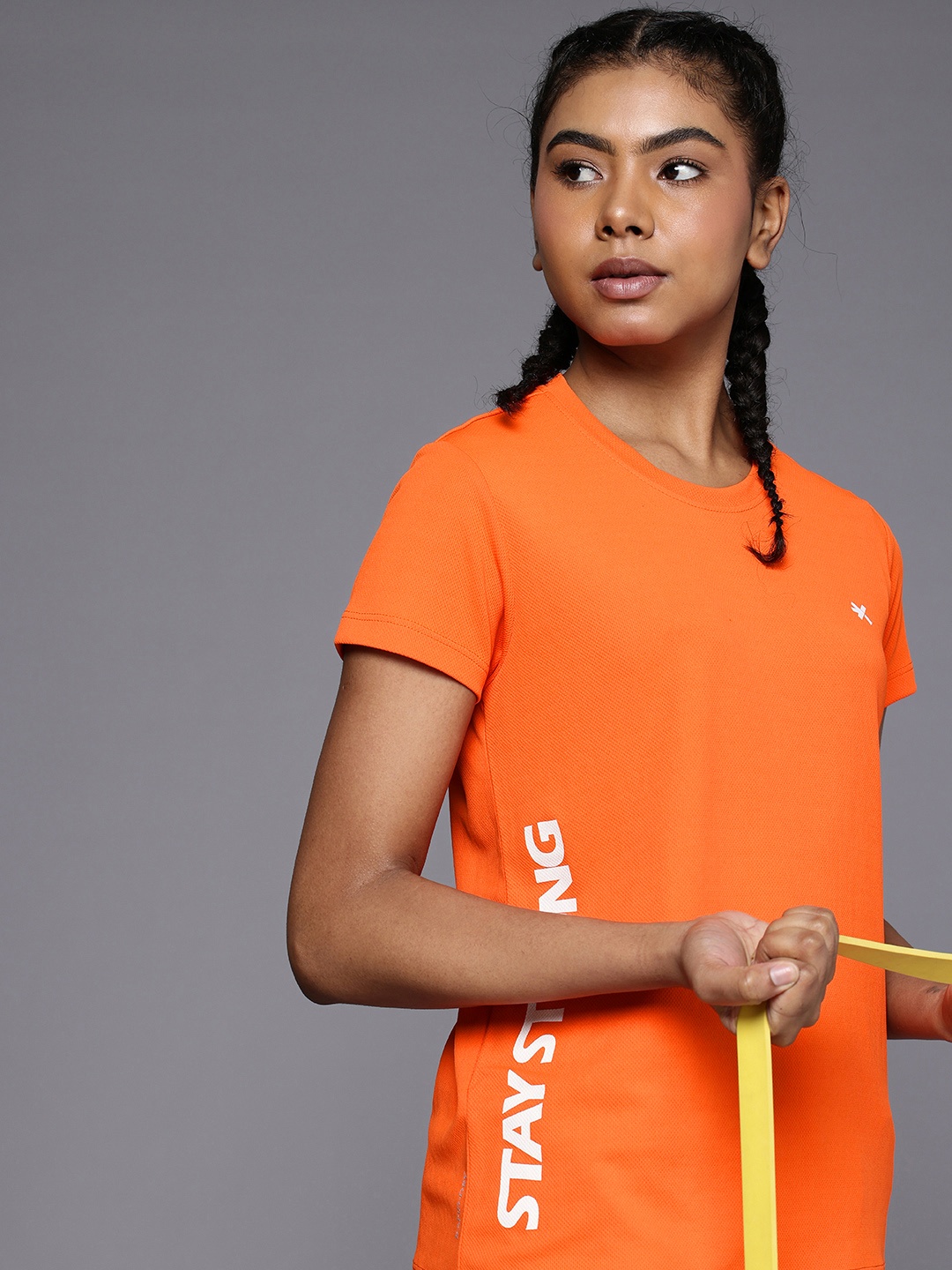 

HRX by Hrithik Roshan Women Orange Typography Printed T-shirt