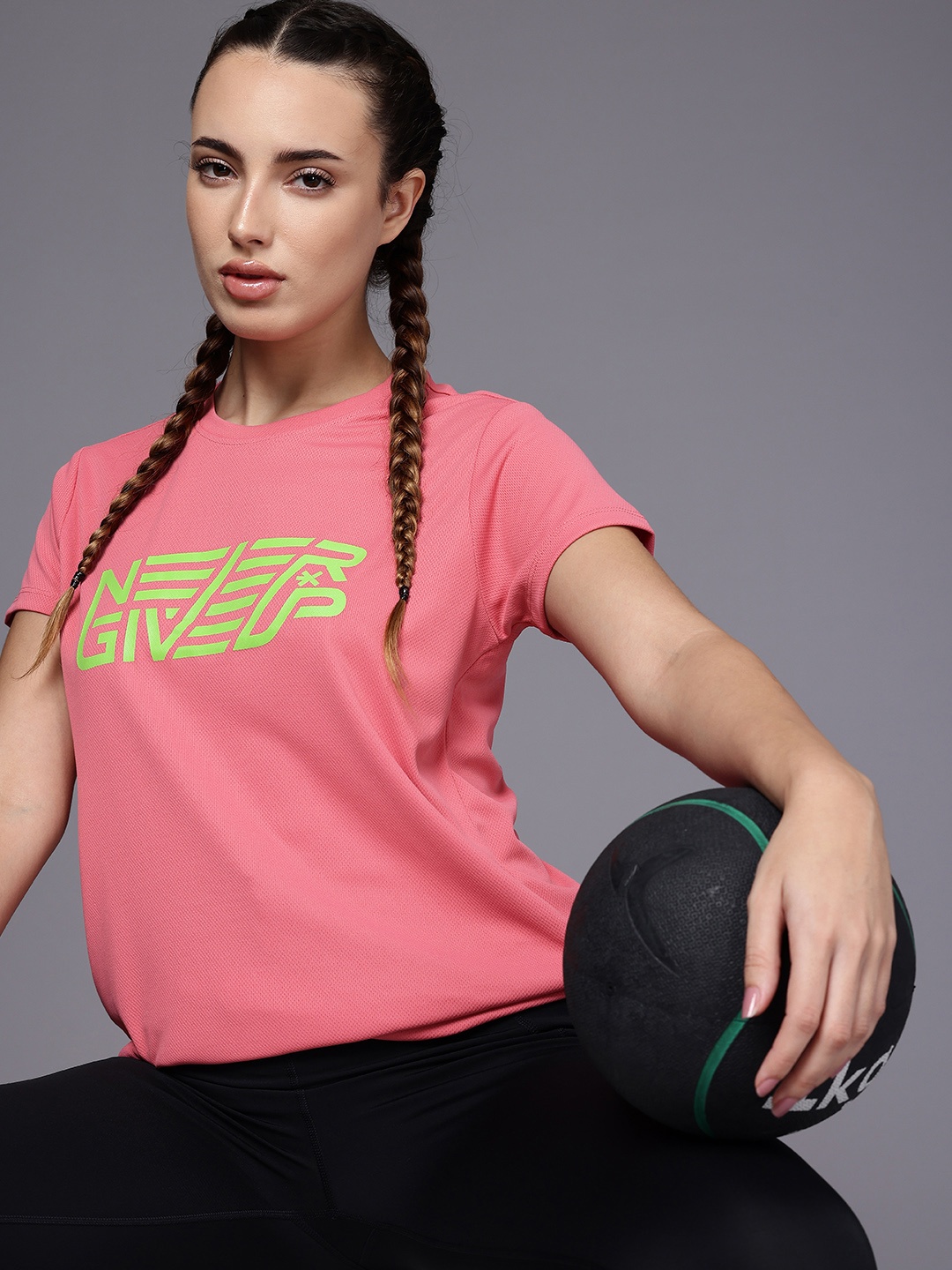 HRX by Hrithik Roshan Women Pink Typography Printed T-shirt
