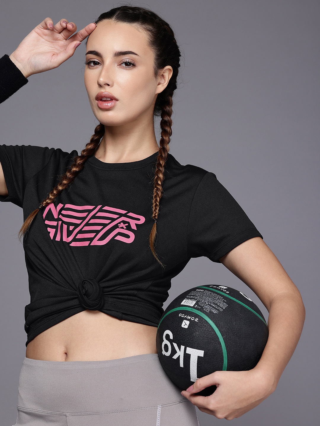 

HRX by Hrithik Roshan Women Black Typography Printed T-shirt