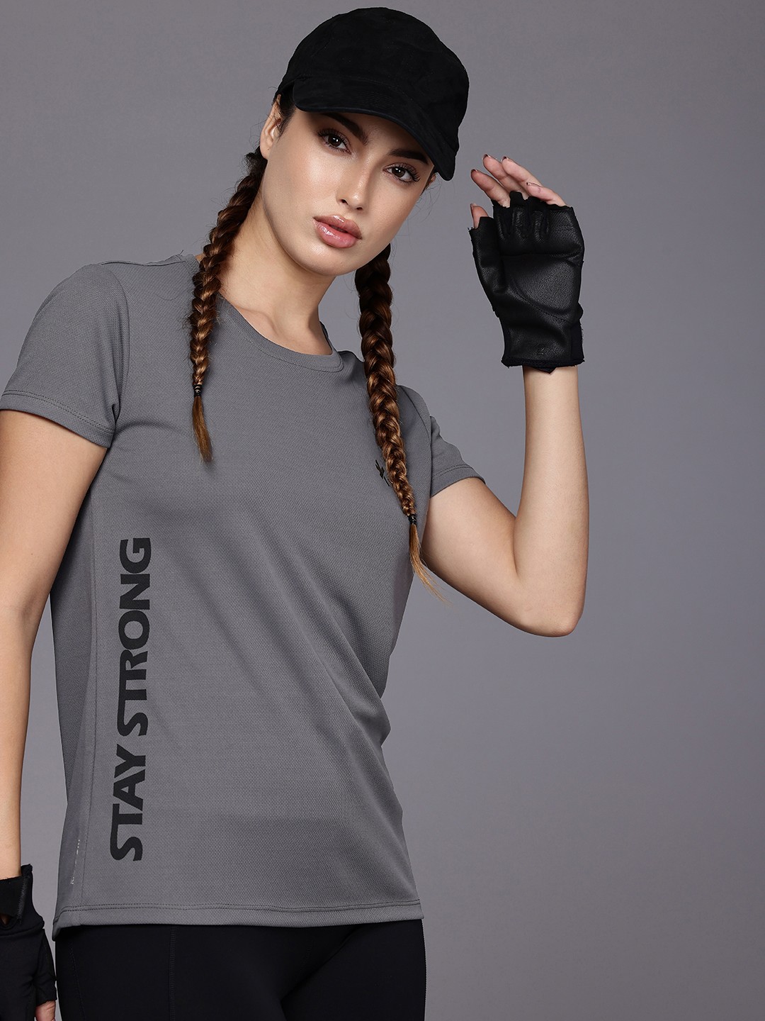 

HRX by Hrithik Roshan Women Grey Melange Sports T-shirt