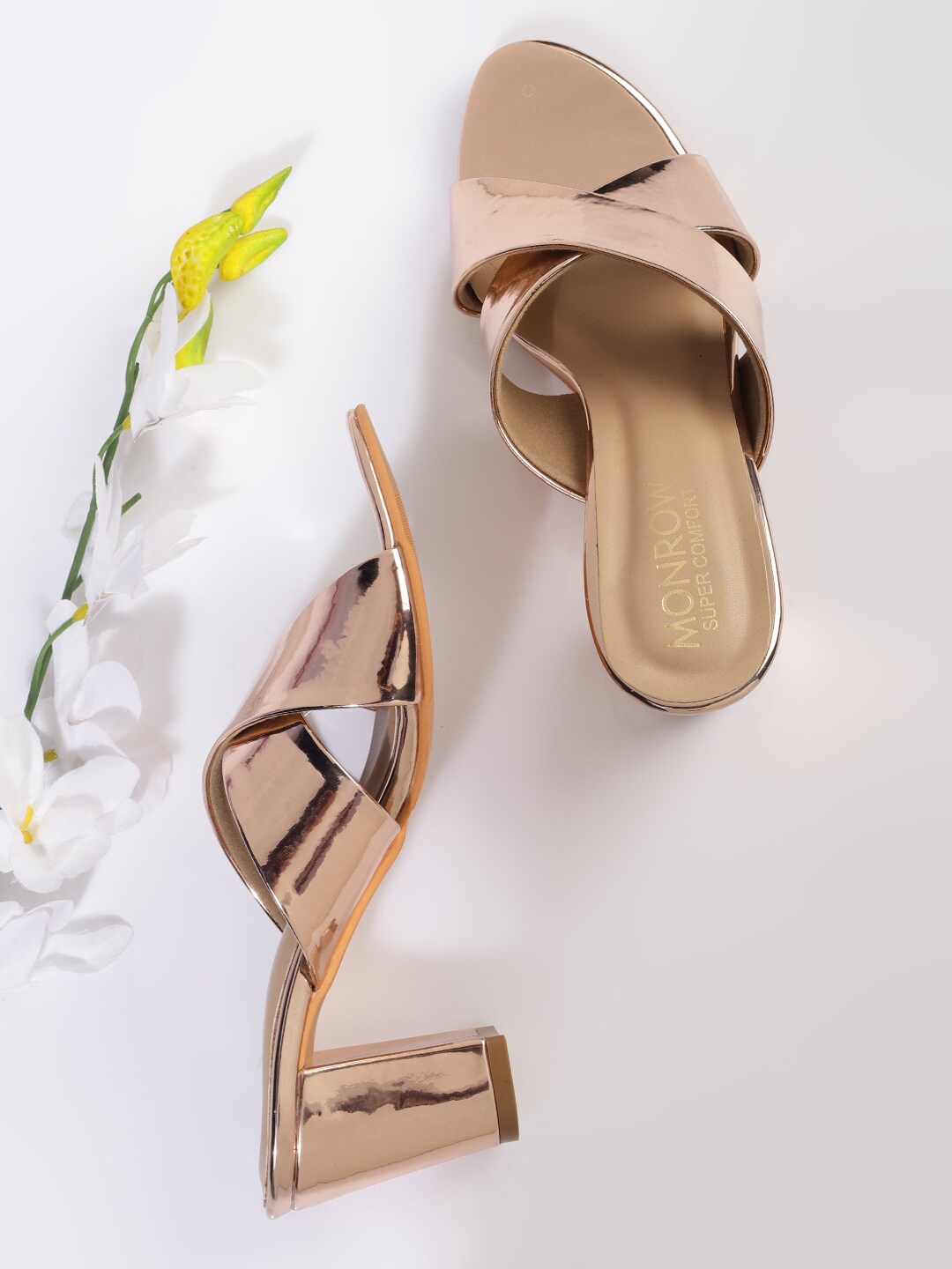 

Monrow Women Rose Gold PU Party Block Sandals
