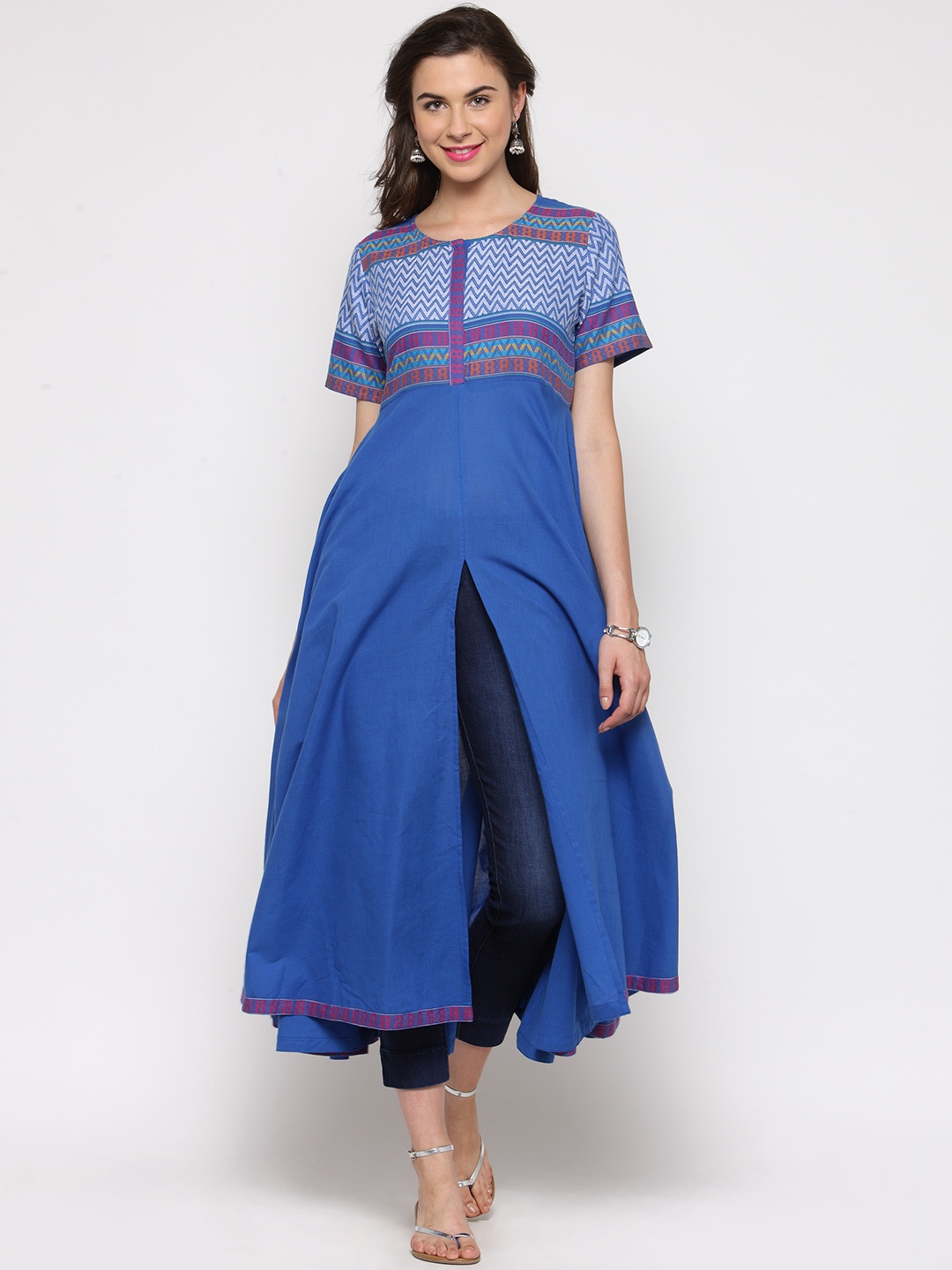 

Sera Women Blue Yoke Design Anarkali Kurta