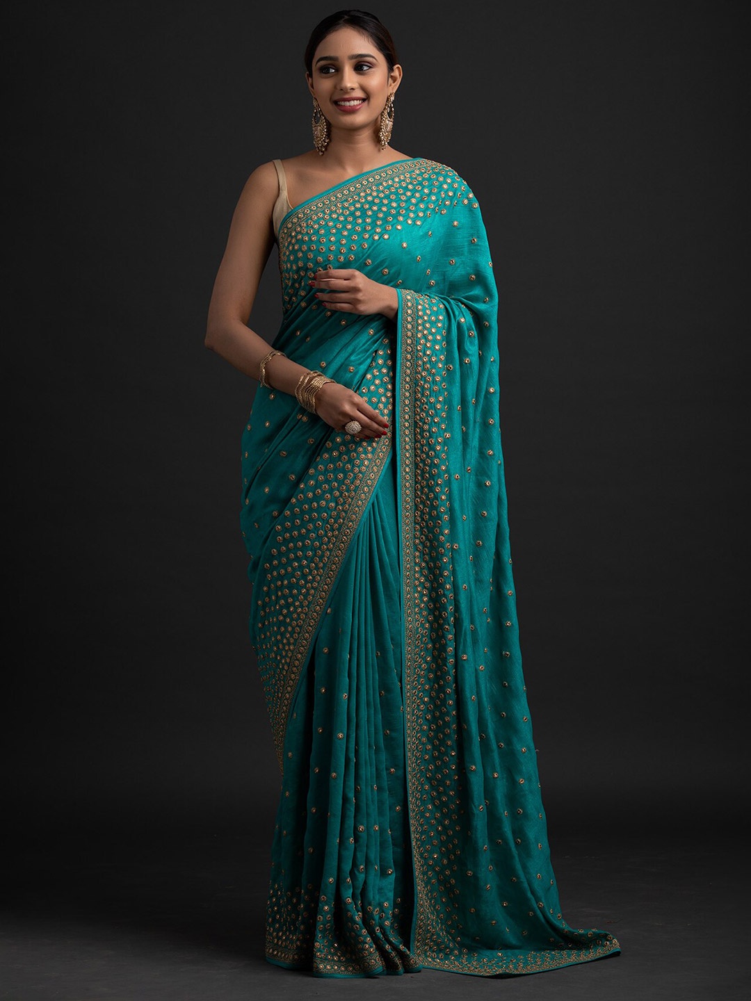 

Koskii Turquoise Blue Zari Art Silk Saree