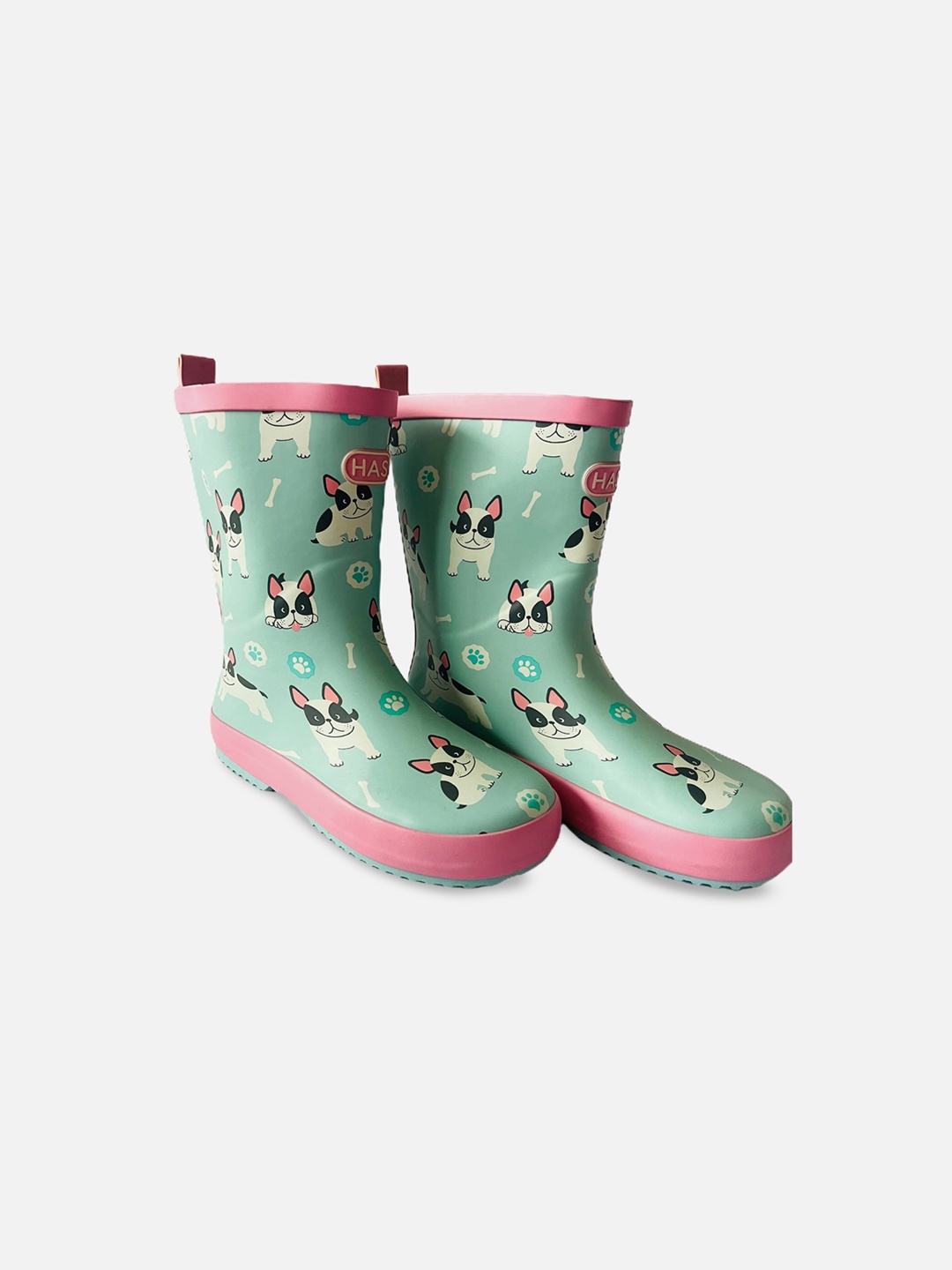 

Little Surprise Box LLP Kids Green Dog Print Mid-Top Anti-Skid Gum Rain Boots