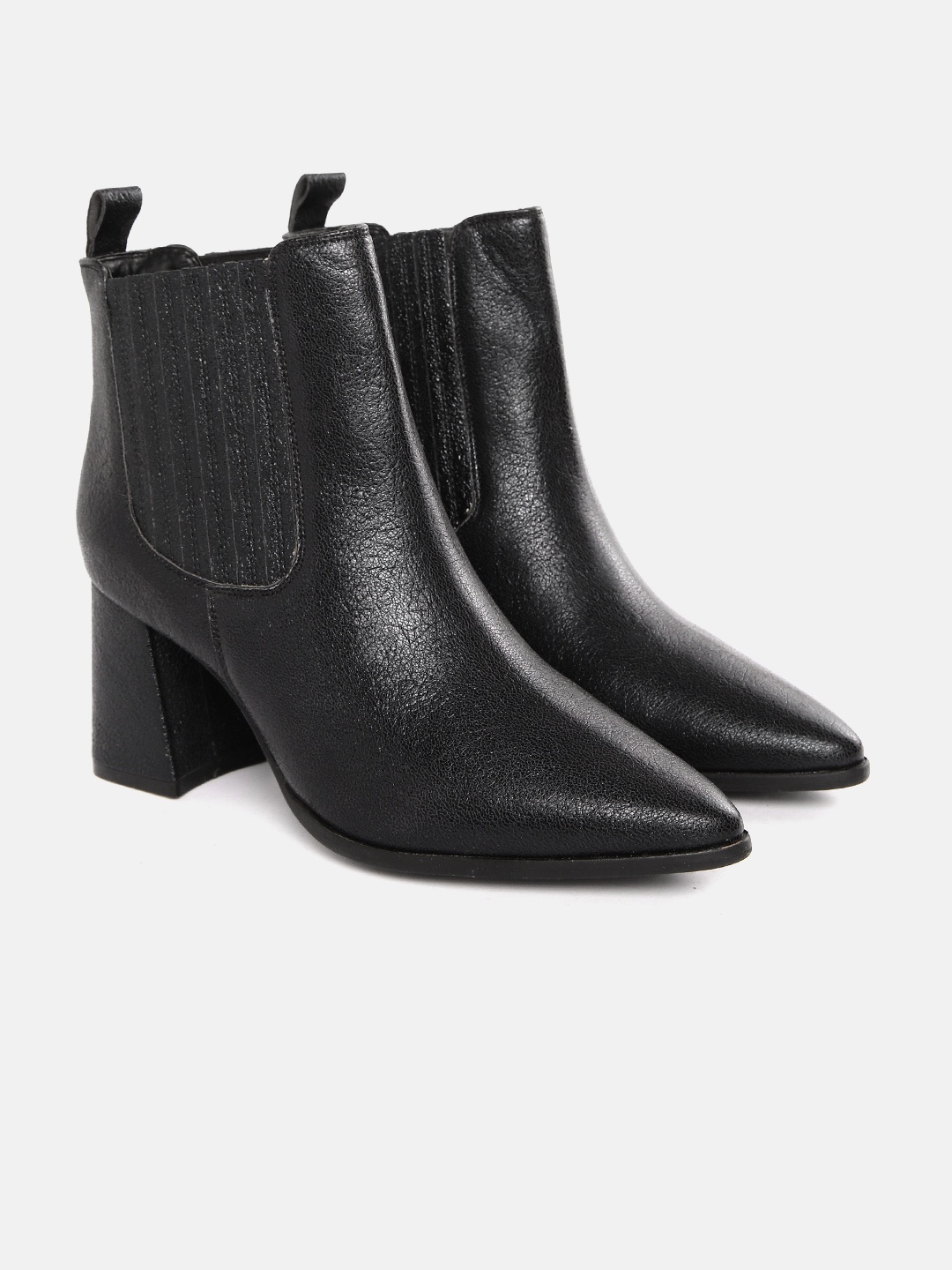 

CORSICA Women Black Shimmer Mid-Top Embroidered Detail Block Heel Boots