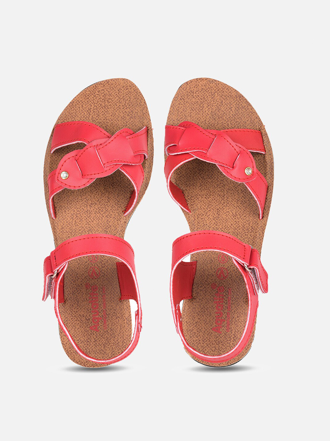 

Aqualite Women Beige & Red-Coloured Comfort Sandals