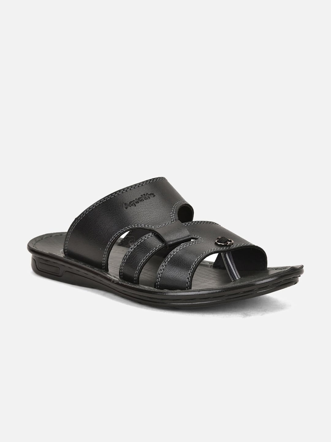

Aqualite Men Black Comfort Slip-On Sandals