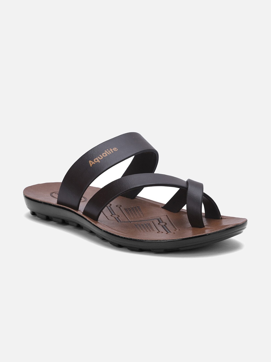 

Aqualite Men Brown & Black Ethnic Comfort Sandals