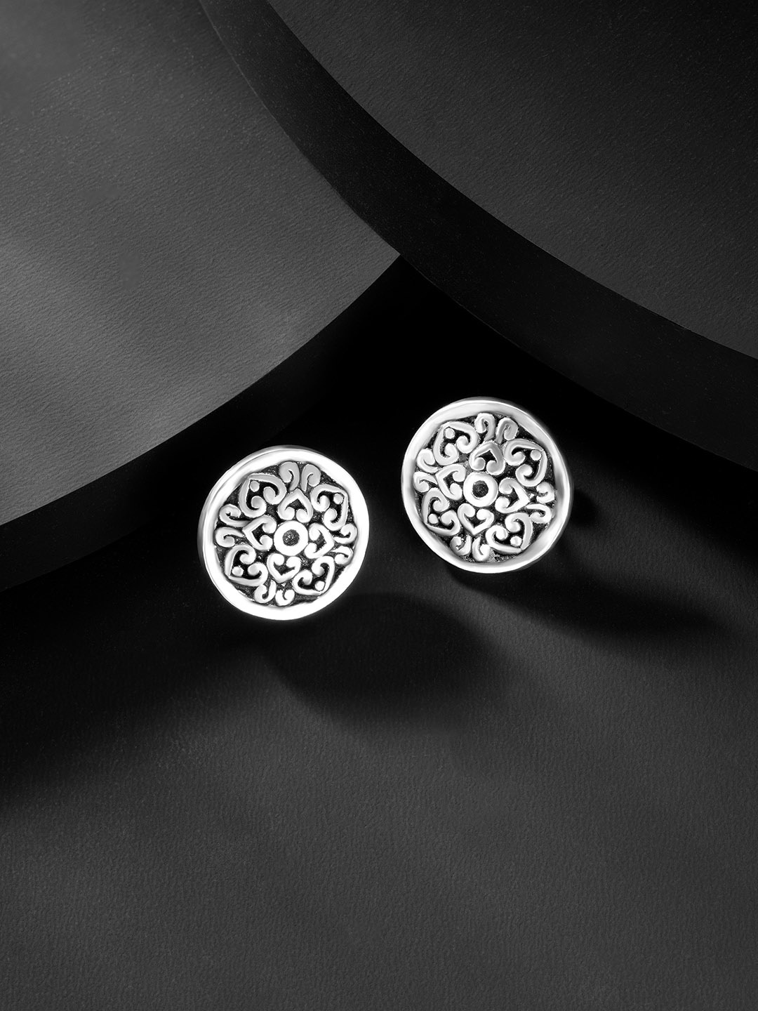 Silvora by Peora Silver-Toned Classic Studs Earrings