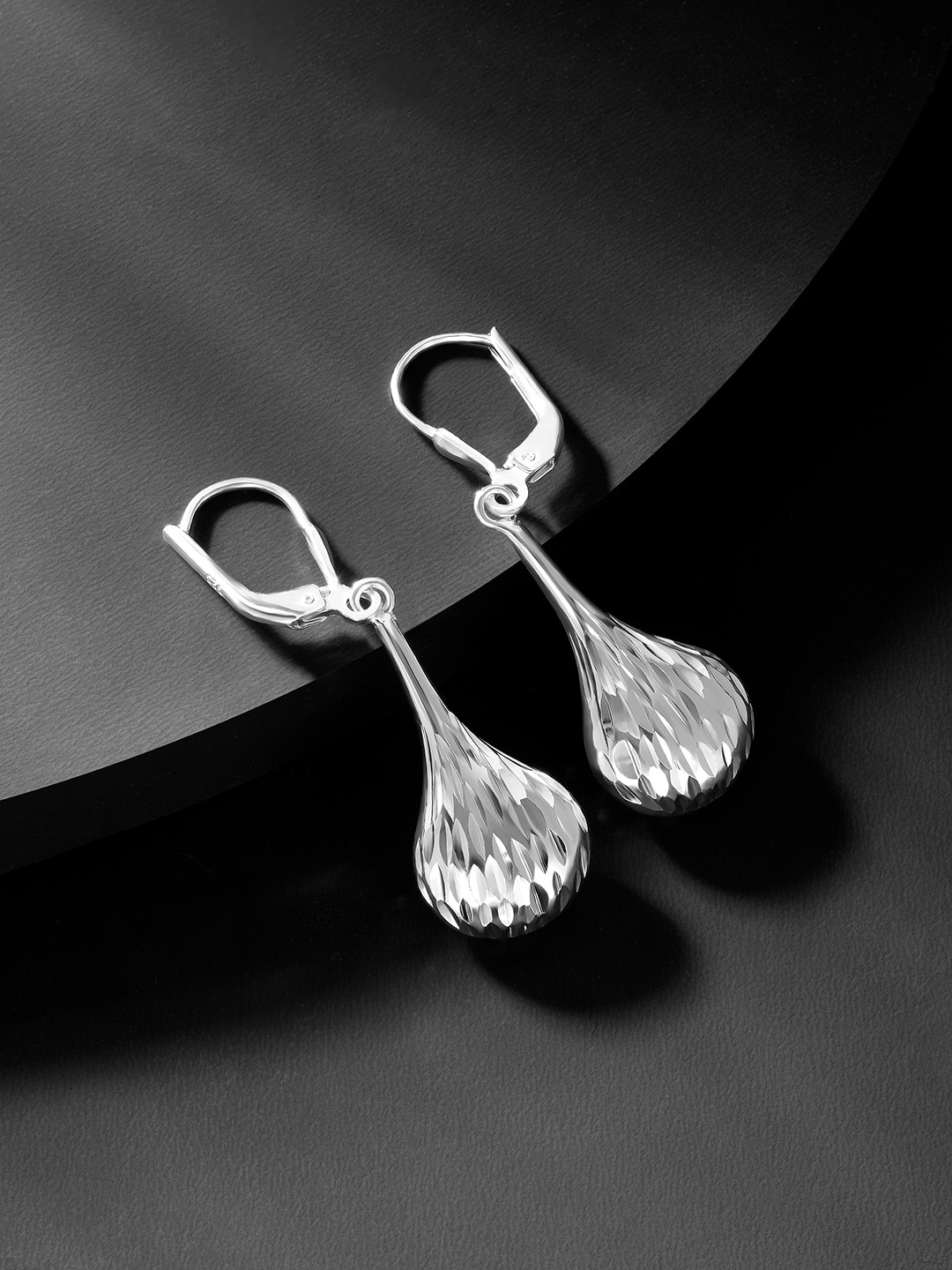 

Silvora by Peora Silver-Plated Teardrop Shaped Drop Earrings