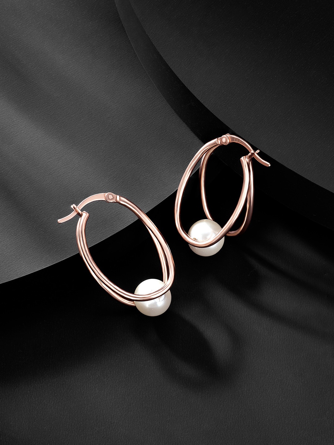 

Silvora by Peora Silver-Plated Circular Hoop Earrings, Rose gold
