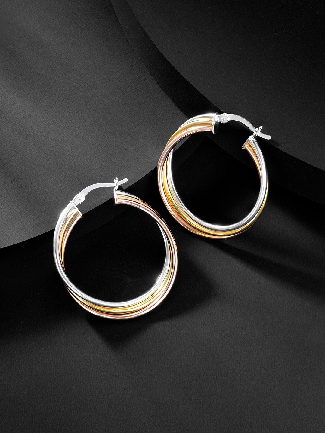 

Silvora by Peora 925 Sterling Oxidised Circular Hoop Earrings, Silver