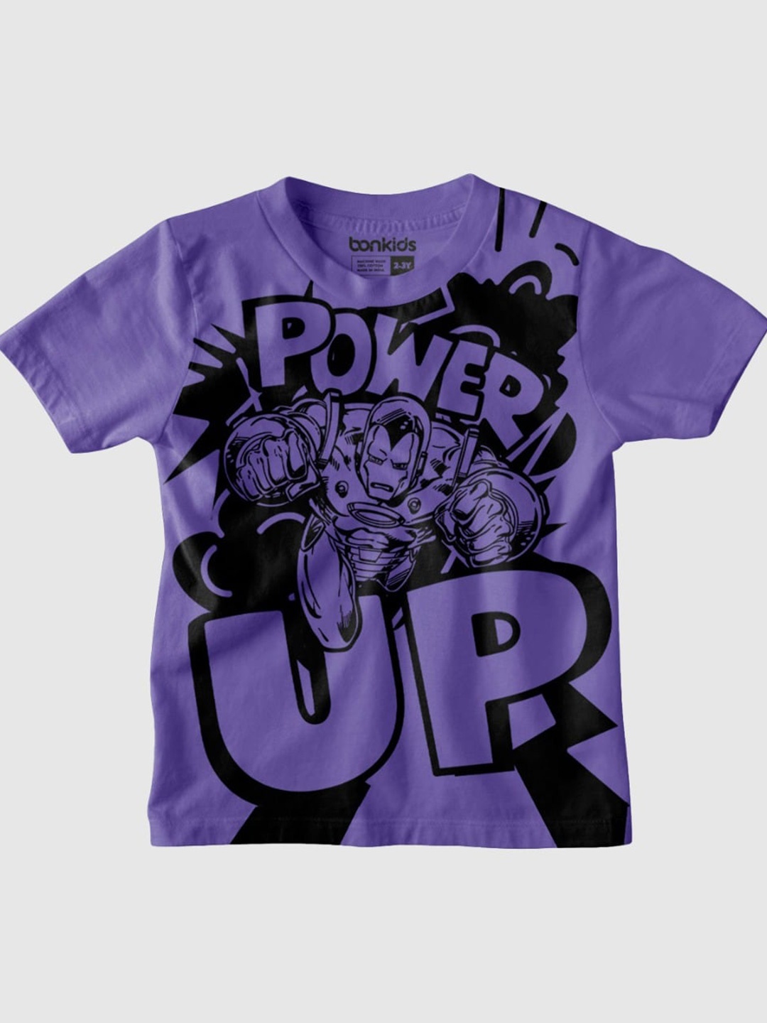 

BONKIDS Boys Lavender Printed Cotton T-shirt