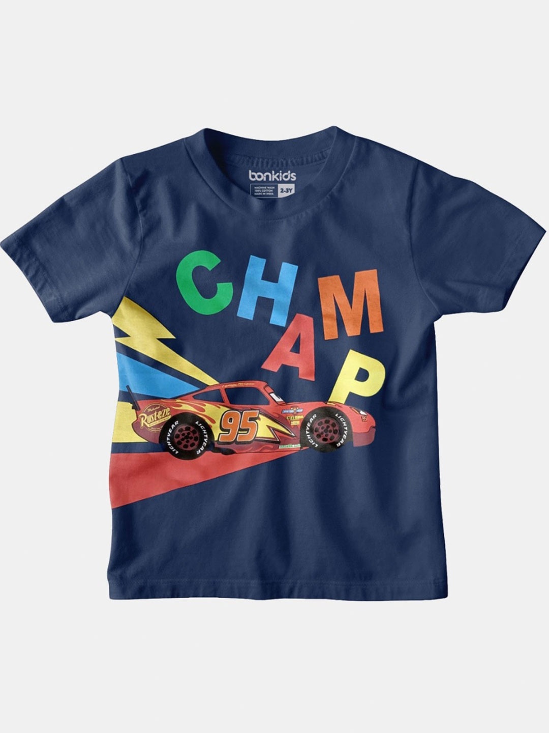 

BONKIDS Boys Navy Blue Printed T-shirt