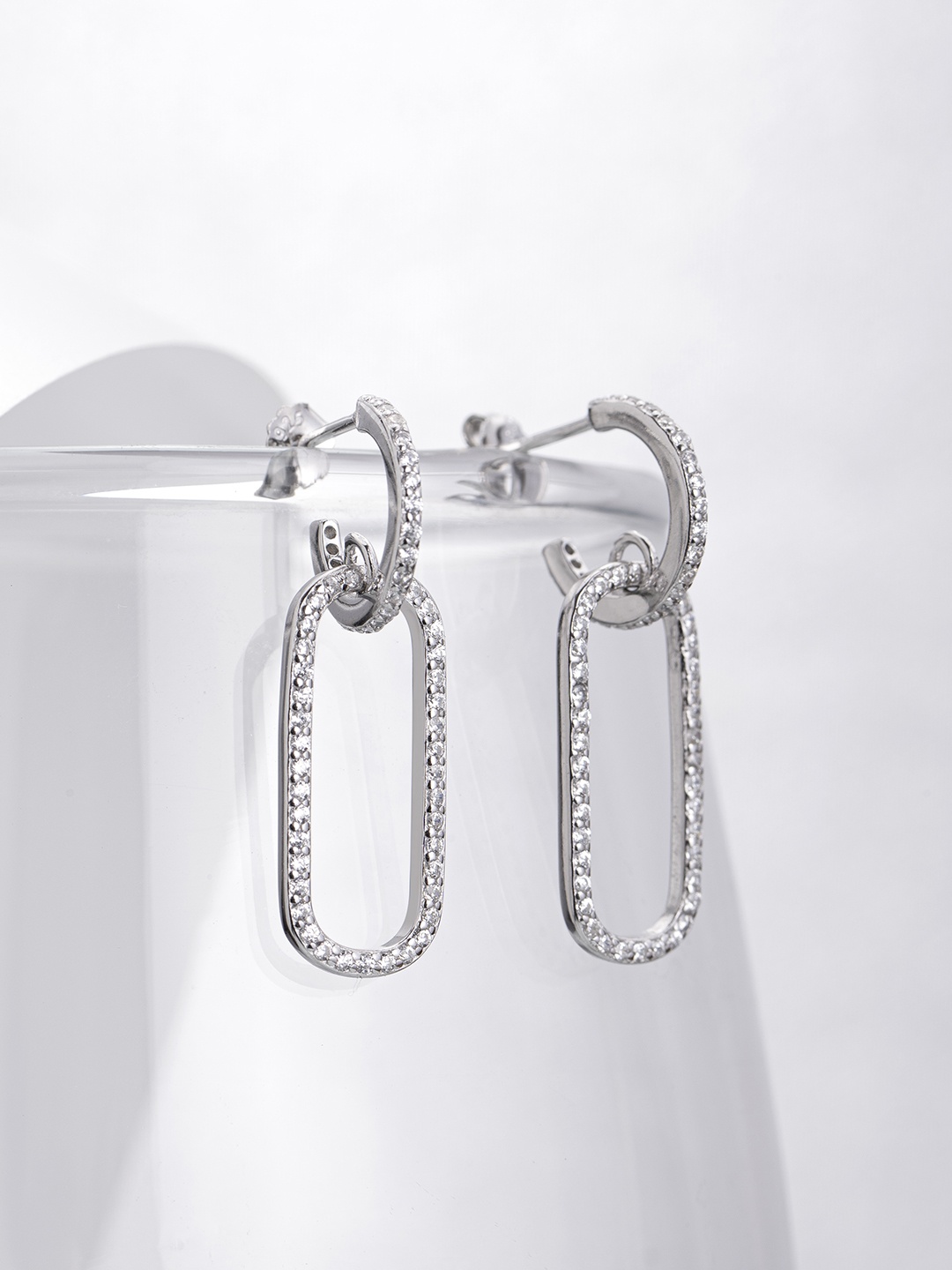 

Zavya 925 Sterling Silver Rhodium Plated Geometric Drop Earrings
