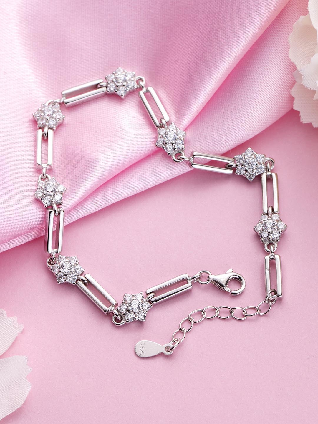 

Zavya Women 925 Sterling Silver Rhodium-Plated Link Bracelet