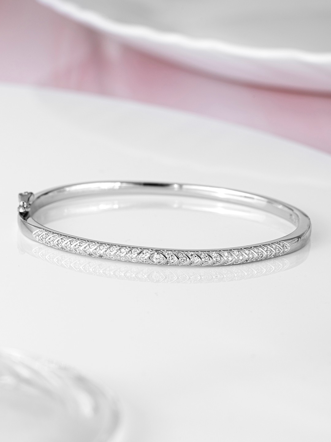 

Zavya Women 925 Sterling Silver Rhodium-Plated Cuff Bracelet
