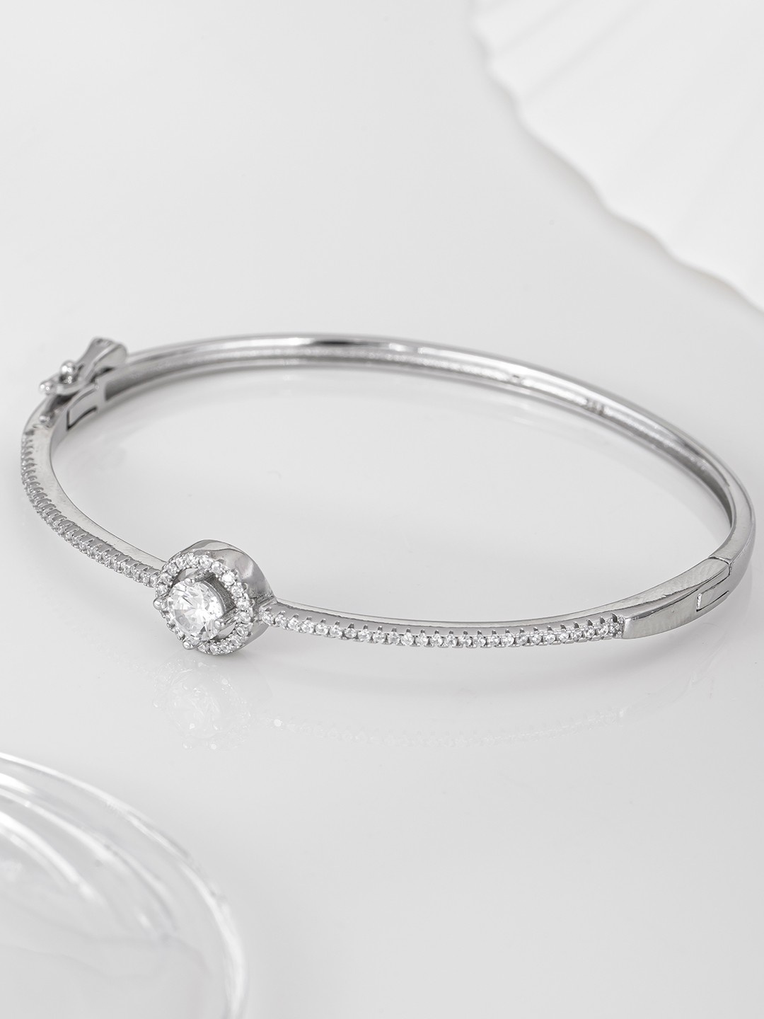 

Zavya Women 925 Sterling Silver Rhodium-Plated Cuff Bracelet