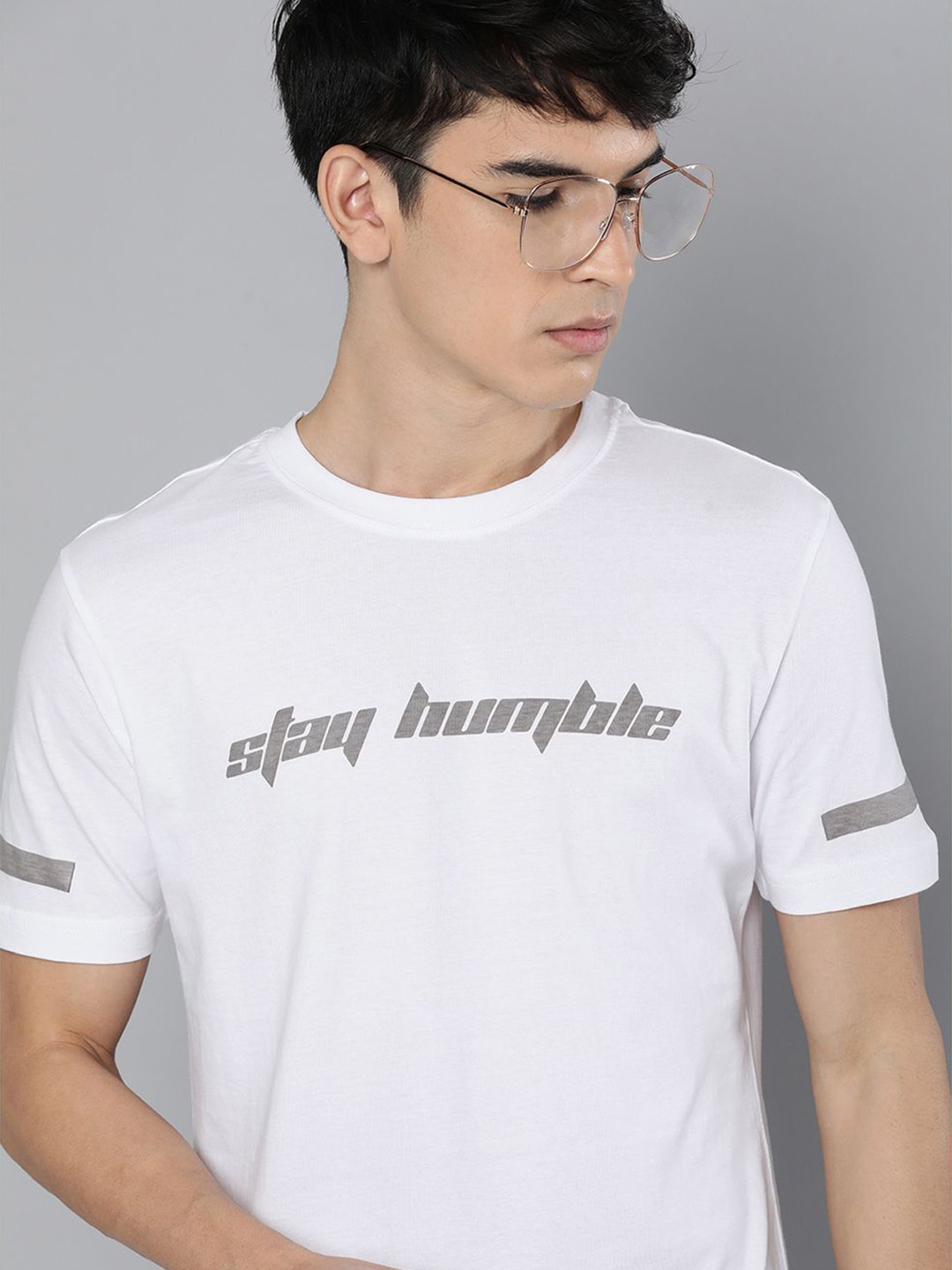 

HERE&NOW Men White Typography Printed Pure Fairtrade cotton T-shirt