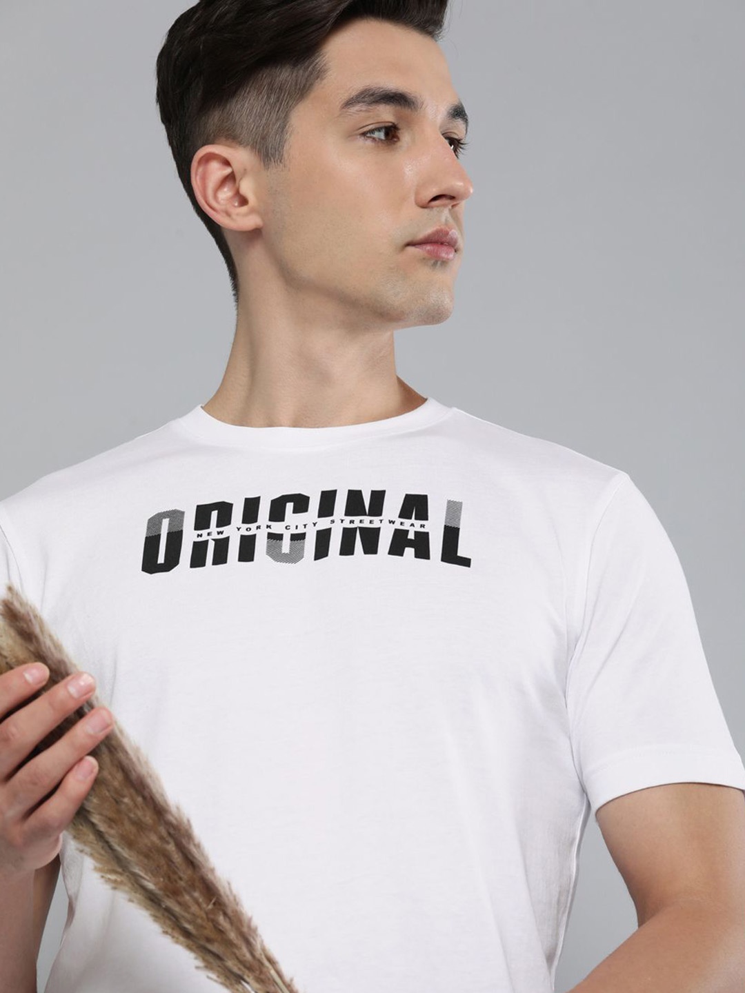 

HERE&NOW Men White & Black Typography Printed Pure Fairtrade cotton T-shirt