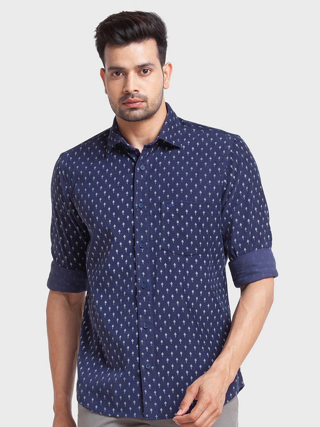 

ColorPlus Men Blue Tailored Fit Printed Casual Shirt