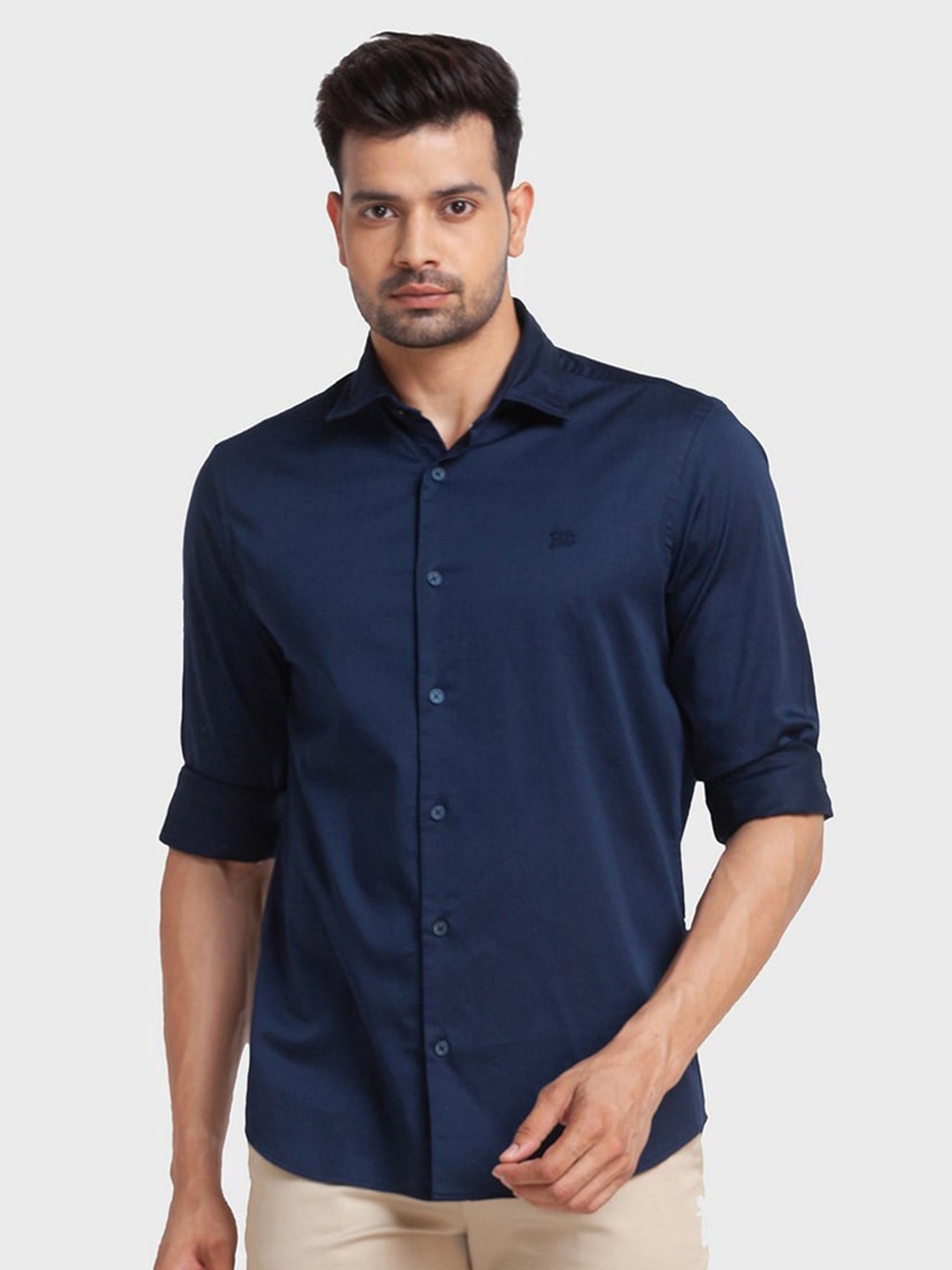 

ColorPlus Men Blue Tailored Fit Organic Cotton Casual Shirt