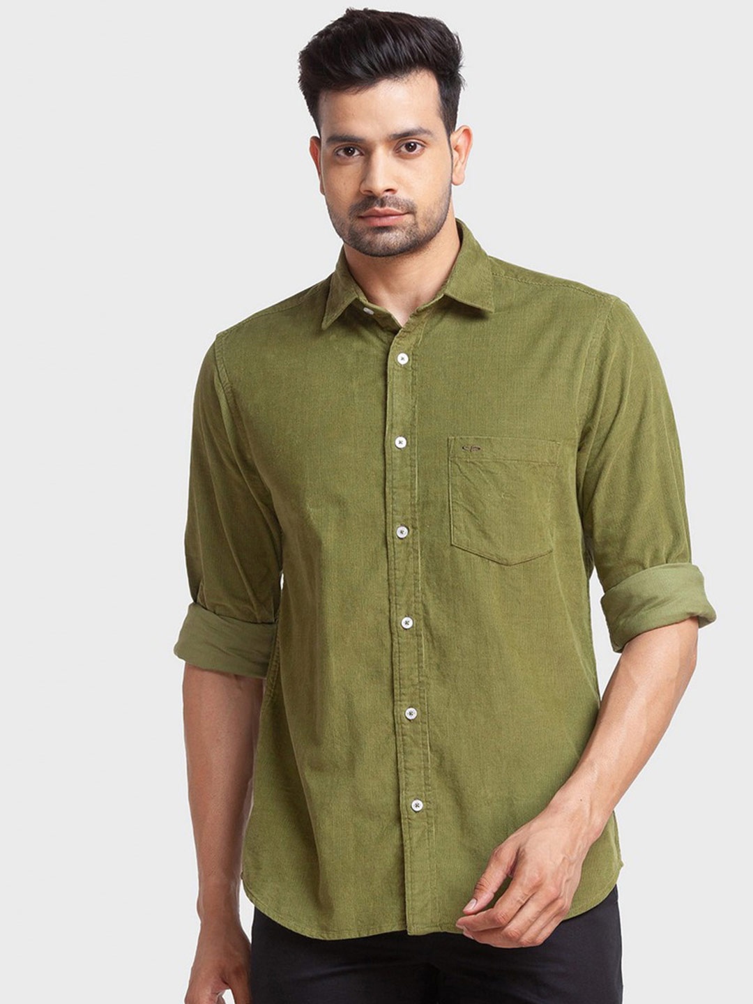 

ColorPlus Men Green Tailored Fit Organic Cotton Casual Shirt