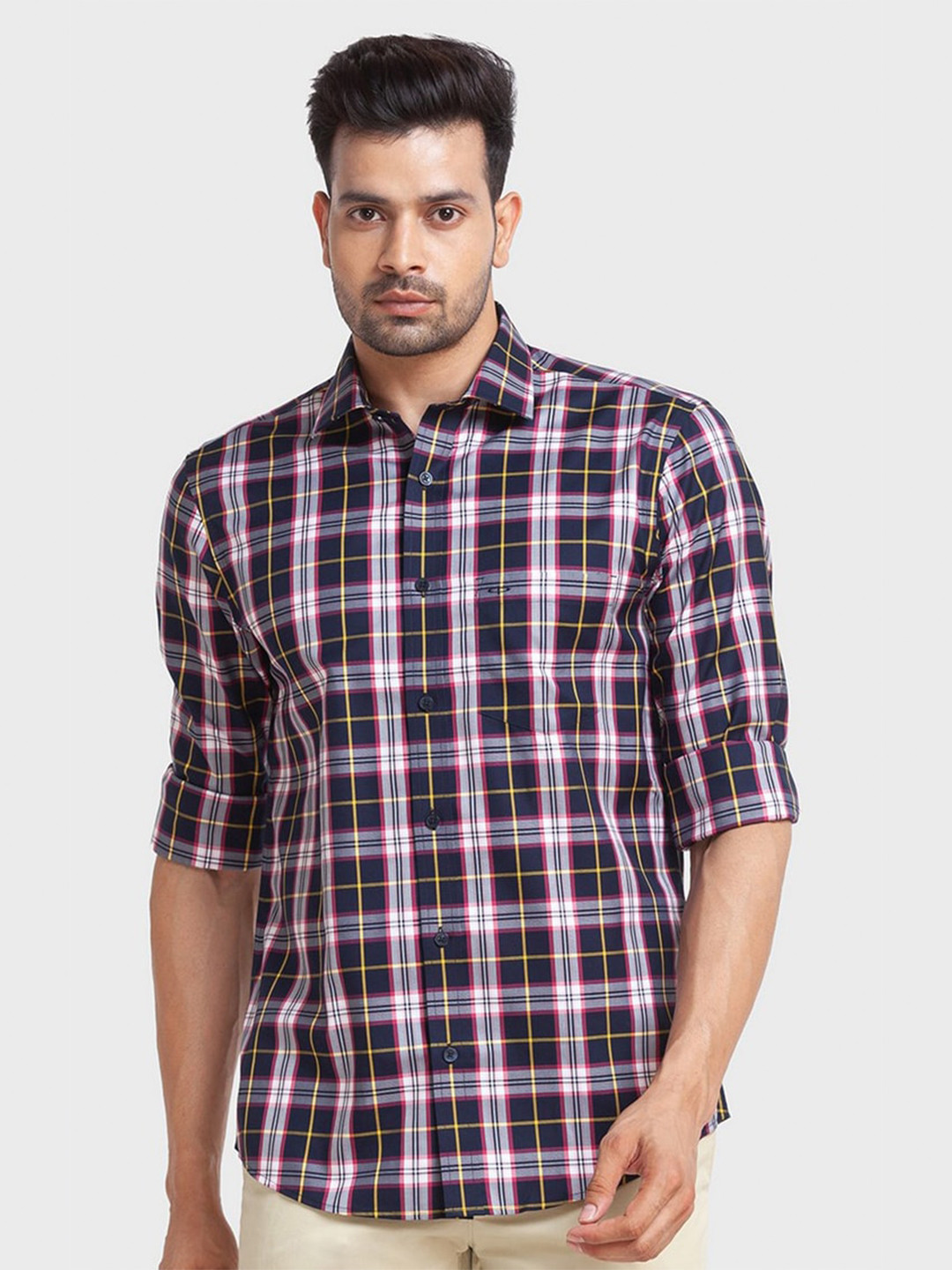 

ColorPlus Men Blue Tailored Fit Tartan Checked Casual Shirt