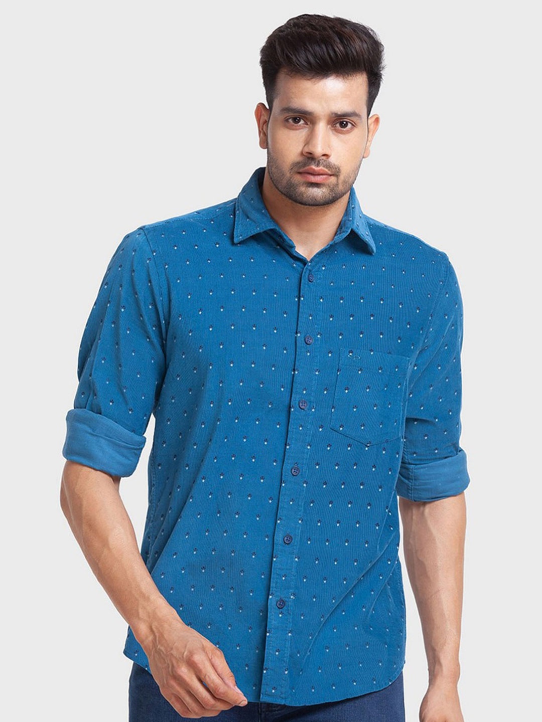 

ColorPlus Men Blue Tailored Fit Printed Casual Shirt
