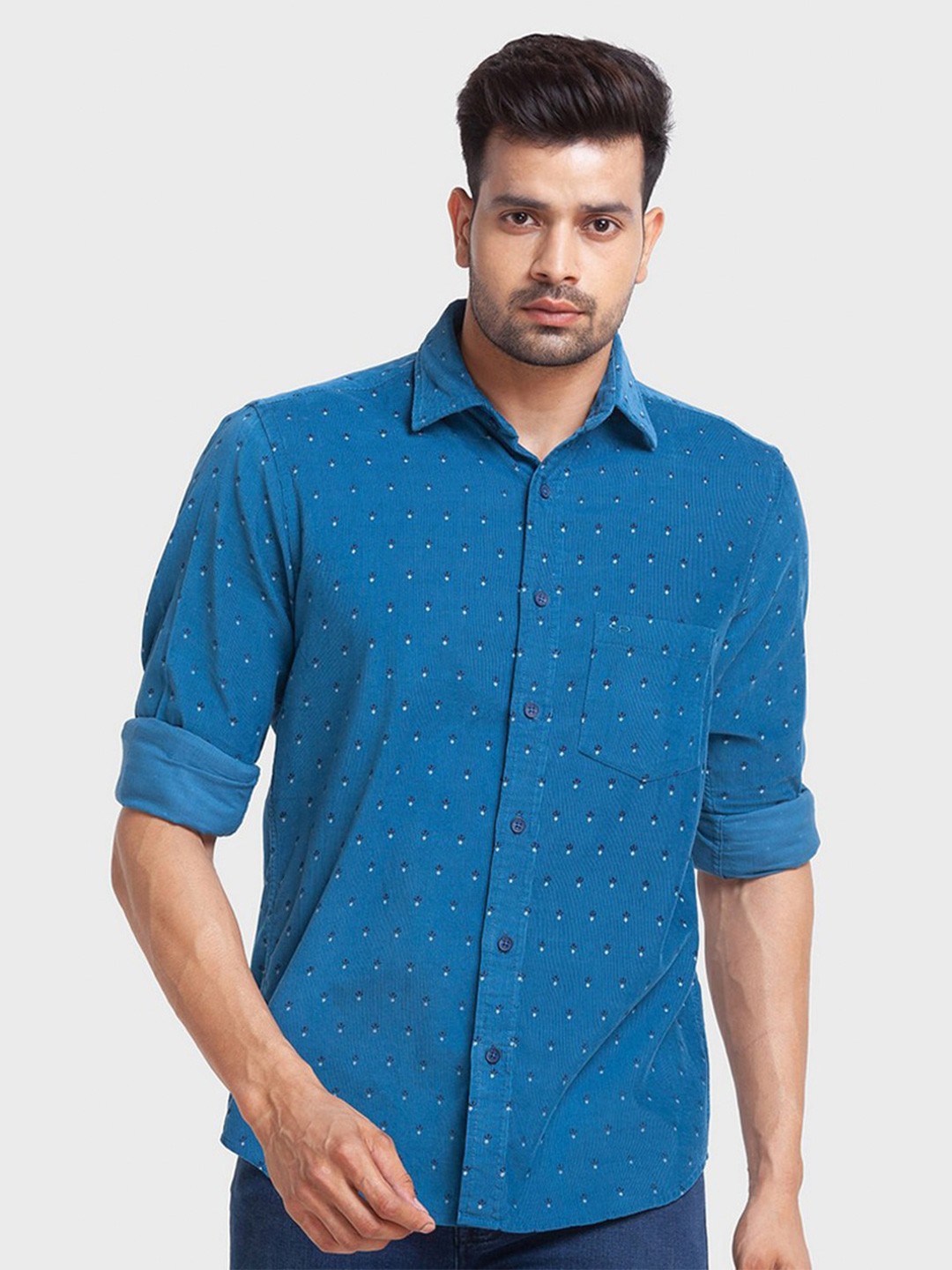 

ColorPlus Men Blue Tailored Fit Printed Casual Shirt