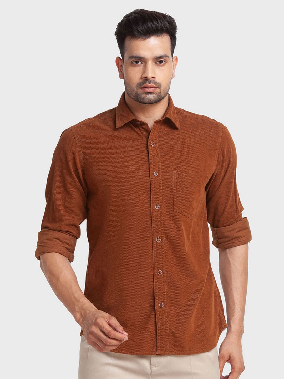 

ColorPlus Men Brown Tailored Fit Casual Shirt