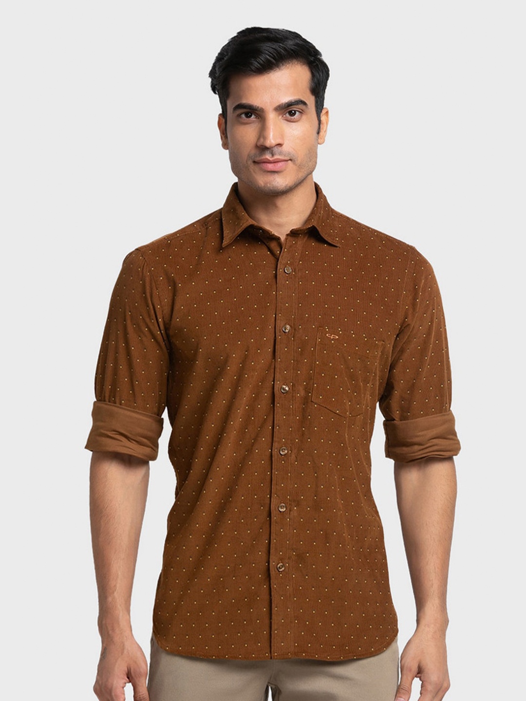 

ColorPlus Men Brown Tailored Fit Printed Casual Shirt