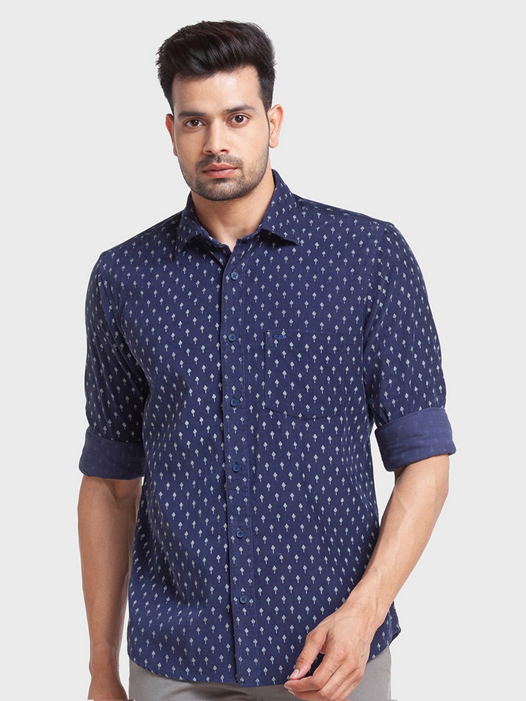 

ColorPlus Men Blue Tailored Fit Printed Casual Shirt