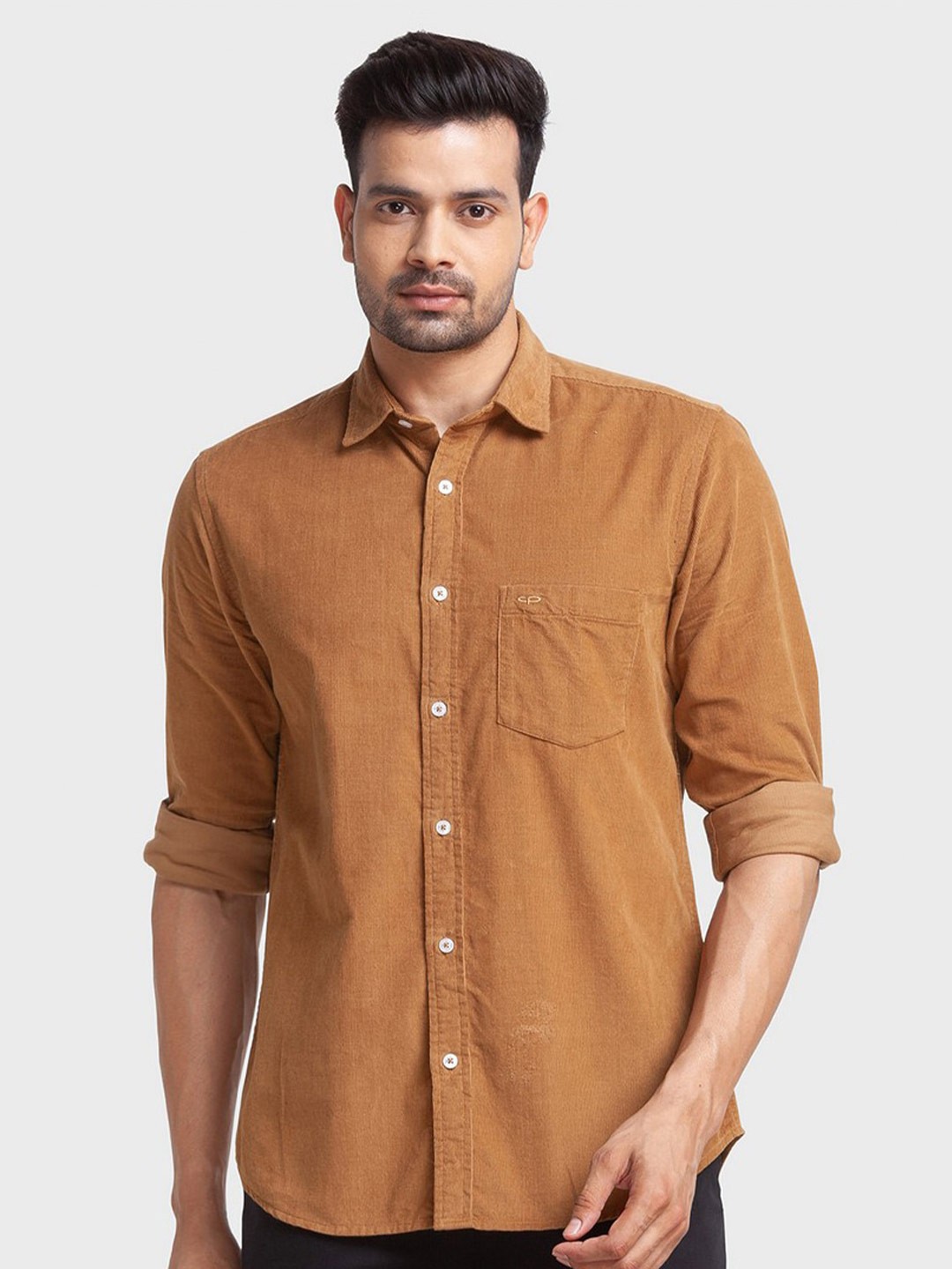 

ColorPlus Men Brown Solid Tailored Fit Casual Shirt