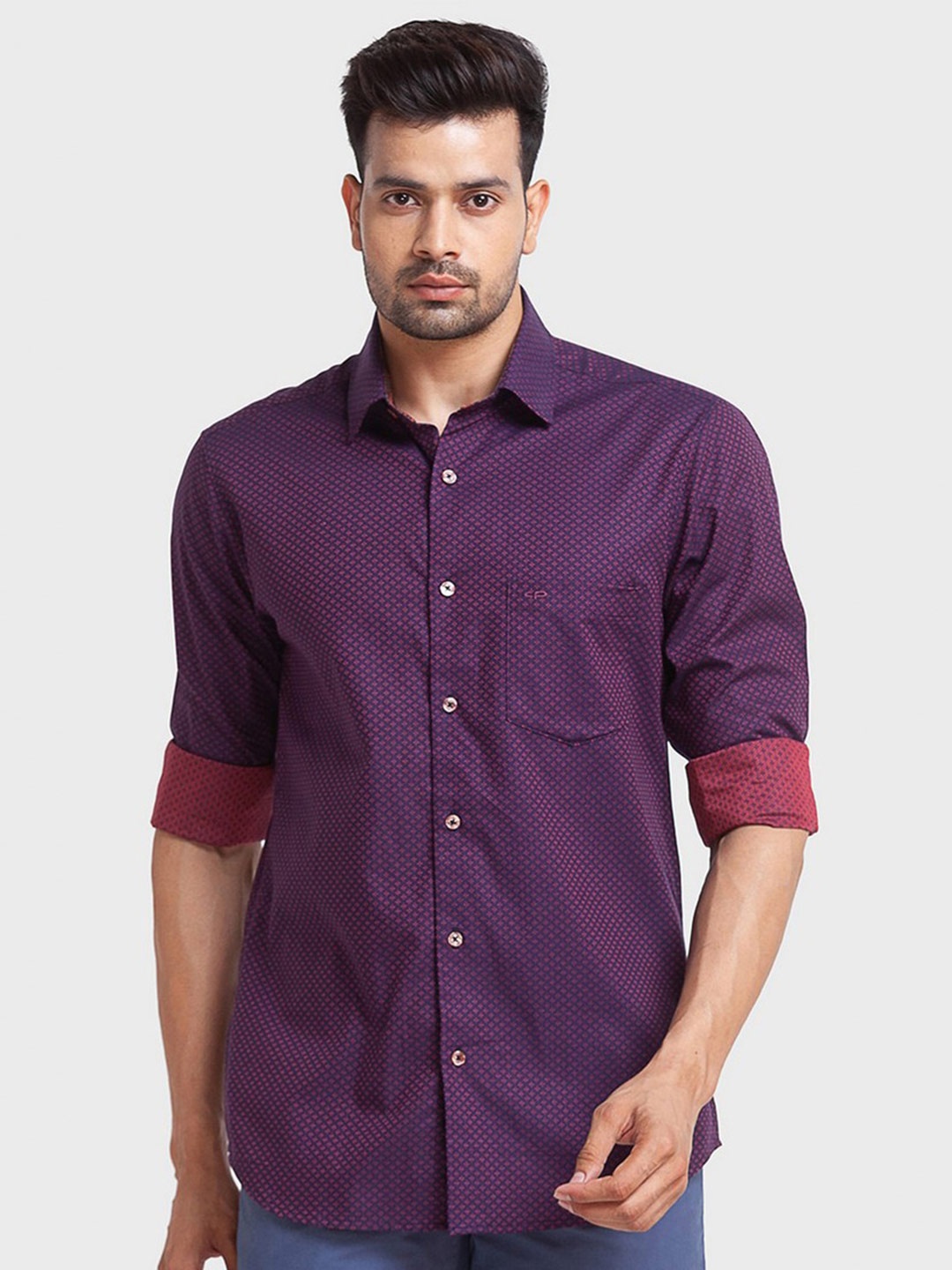

ColorPlus Men Violet Tailored Fit Printed Casual Shirt
