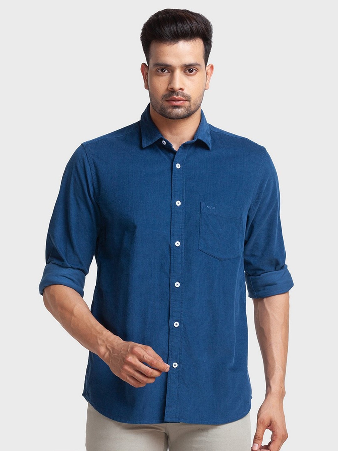 

ColorPlus Men Blue Tailored Fit Organic Cotton Casual Shirt
