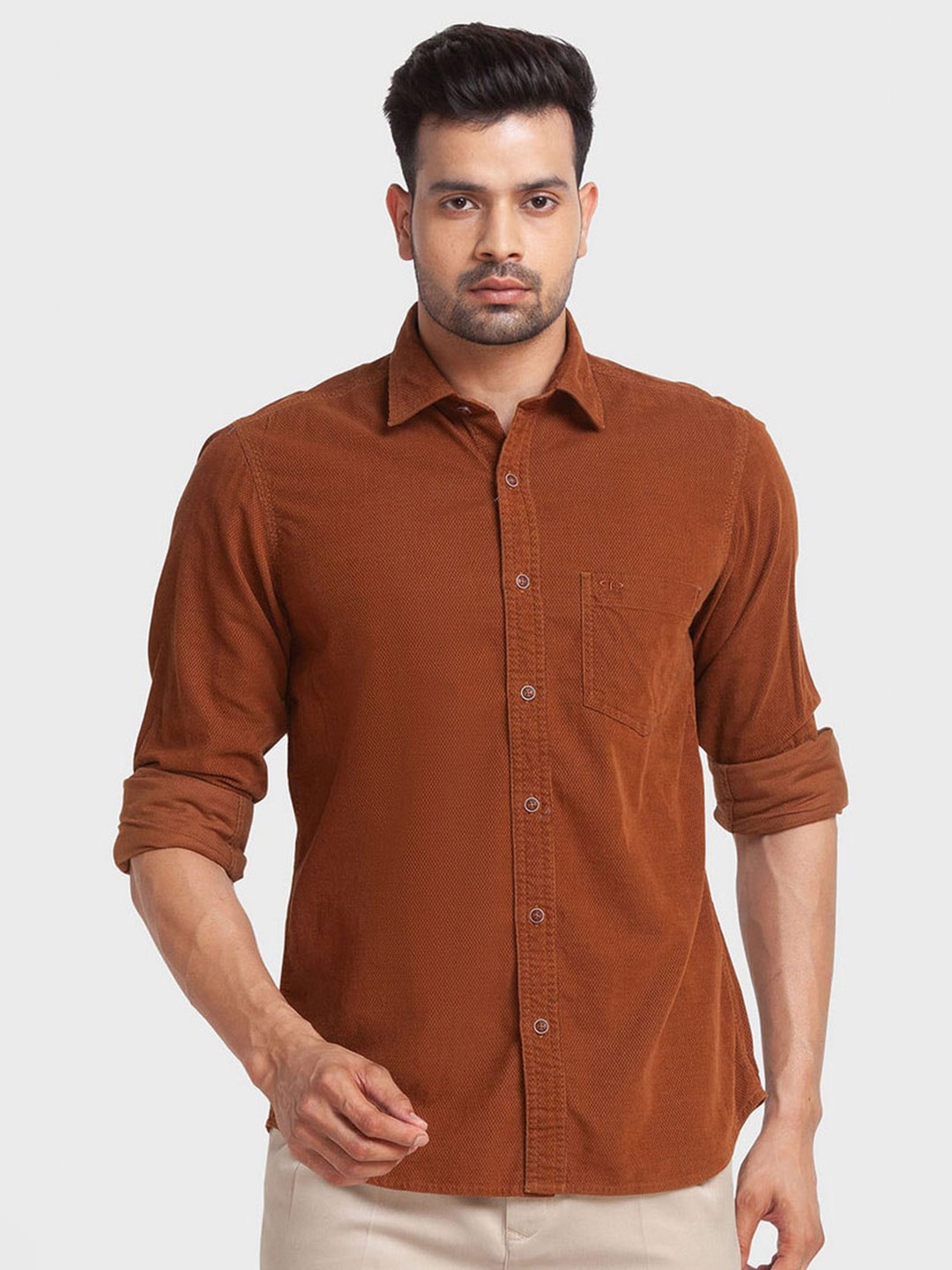 

ColorPlus Men Brown Tailored Fit Organic Cotton Casual Shirt