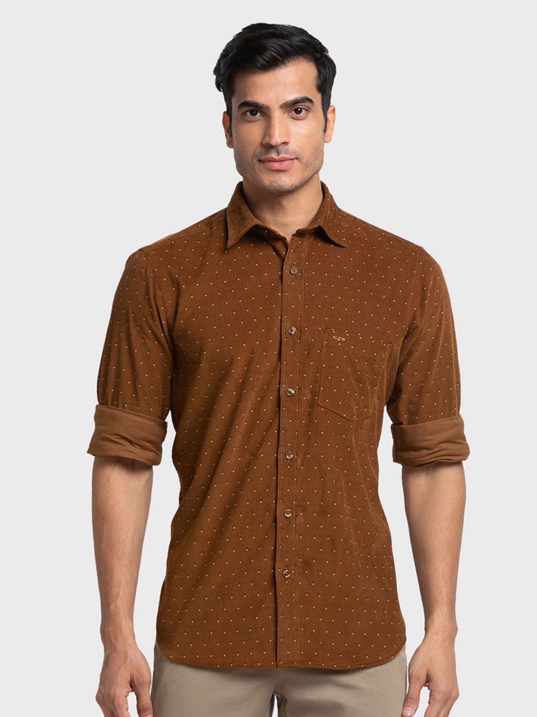

ColorPlus Men Brown Tailored Fit Floral Printed Casual Shirt